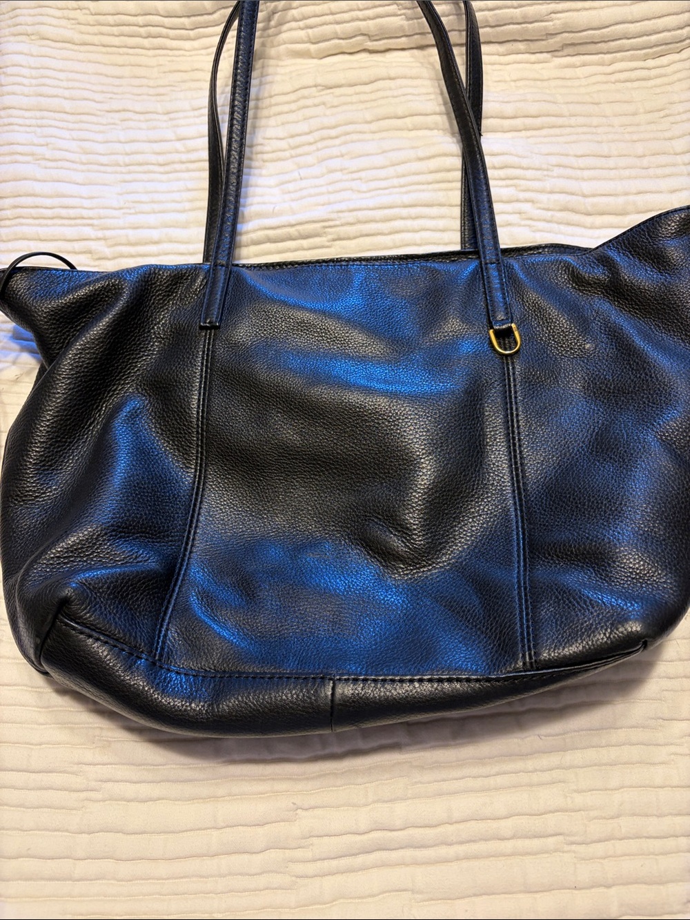 HOBO Black Pebbled Leather Tote with Slim Shoulder Straps